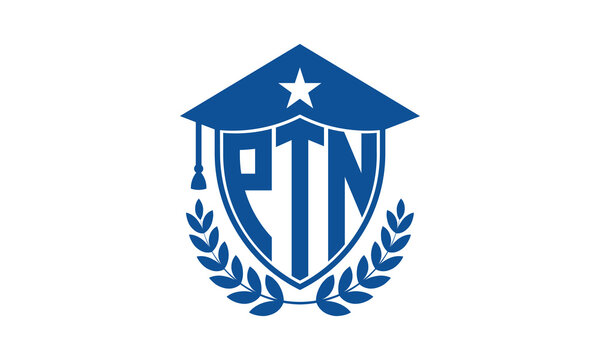 PTN three letter iconic academic logo design vector template. monogram, abstract, school, college, university, graduation cap symbol logo, shield, model, institute, educational, coaching canter, tech