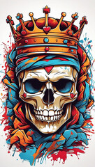 pattern of graffiti illustration of a skull face ai created