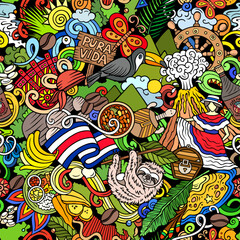 Cartoon doodles Costa Rica seamless pattern