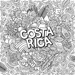 Fototapeta na wymiar Costa Rica cartoon doodle illustration. Funny local design.