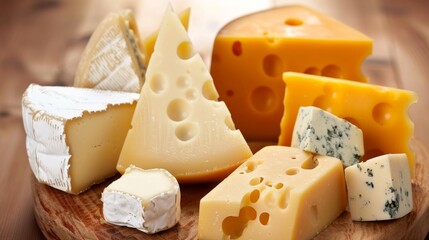 Various cheese on board