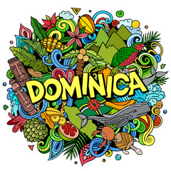 Dominica cartoon doodle illustration. Funny local design.