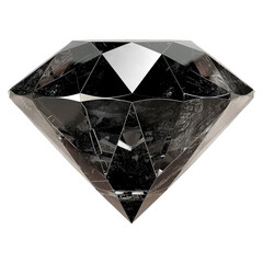 Black diamond, 3D render, isolated on transparent, high-quality illustration.	