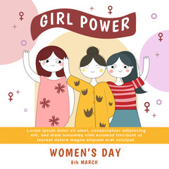 Cute design international women's day girl power girl empowerment
