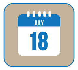 July 18 icon isolated on light background. Calendar vector symbol modern for the month of July