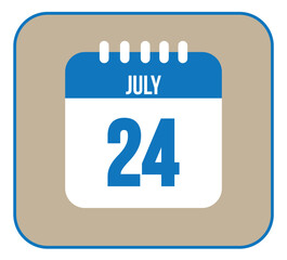 July 24 icon isolated on light background. Calendar vector symbol modern for the month of July