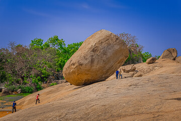 Krishna Butter Ball is UNESCO's World Heritage Site located at Mamallapuram or Mahabalipuram in Tamil Nadu, South India.Very ancient place in the world.