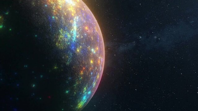 planet mercury animation space view planet orbit universe - Animation view of the Mercury in space. Copy Space