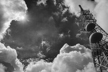 Communication tower in the clouds