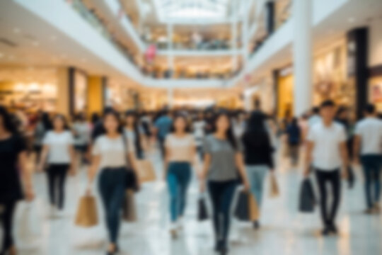 Blurred image of shopping mall and bokeh for background usage.