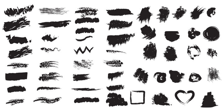 Collection of hand drawn brushes, ornament. Set of wavy horizontal lines. Marker hand-drawn line border set and scribble design elements.