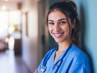 Smiling Nurse Inside Medical Facility