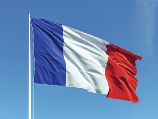 Naklejka na ściany i meble Waving Flag of France Against Blue Sky