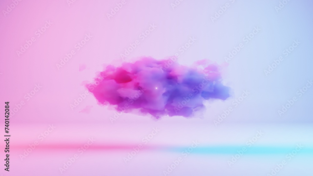 Poster minimalistic depiction of a single cloud set against a pristine white background, offering a serene 
