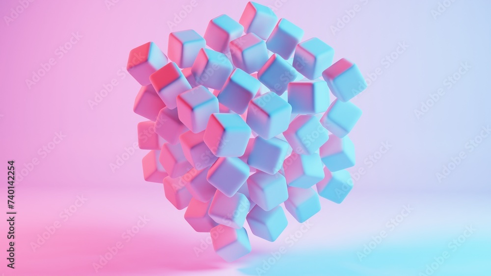 Aufkleber 3d background composed of soft cubes, creating a visually appealing and tactile environment.