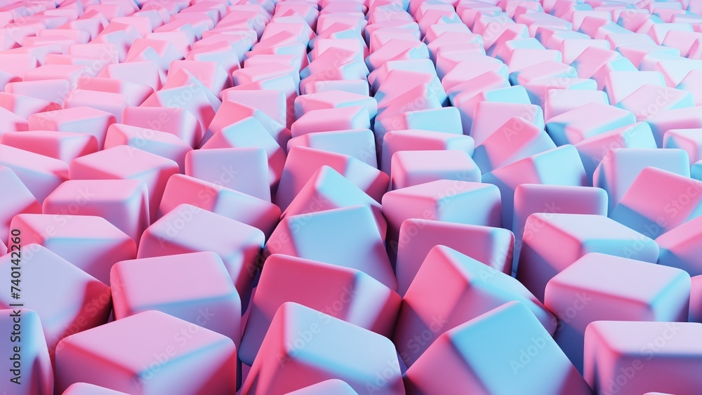 Poster 3D background composed of soft cubes, creating a visually appealing and tactile environment.