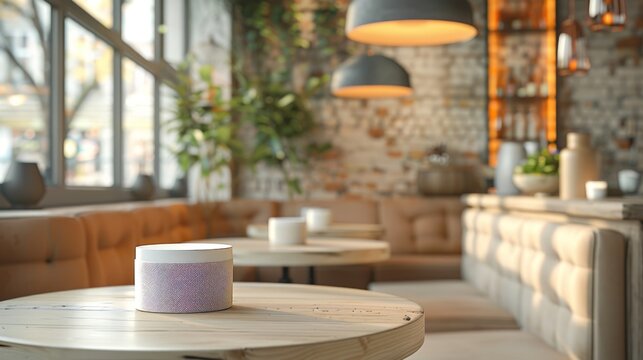 Smart speaker in coffee shop - Powered by Adobe
