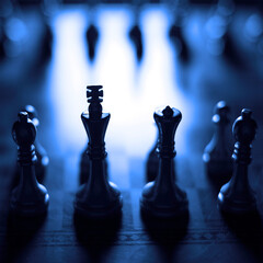 Pieces on chess board for playing game and strategy