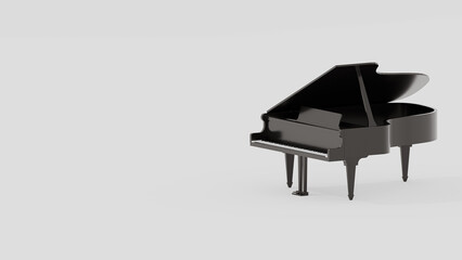 Black Grand piano on white background