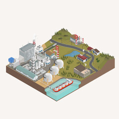 Gas combine cycle power plant, the natural gas energy, natural gas seperaion plant with isometric graphic