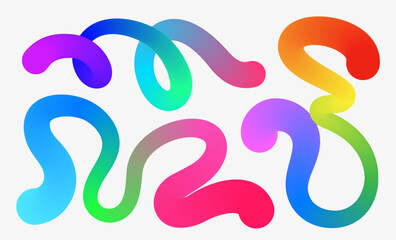 Wavy shapes with Rainbow colors isolated on white. Vector illustration. 