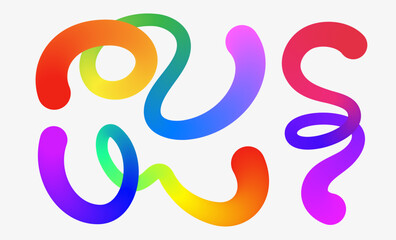 Fototapeta premium Wavy shapes with Rainbow colors isolated on white. Vector illustration. 