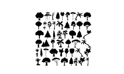 silhouette of palm trees, trees symbols illustration vectors, trees icons for logo design,