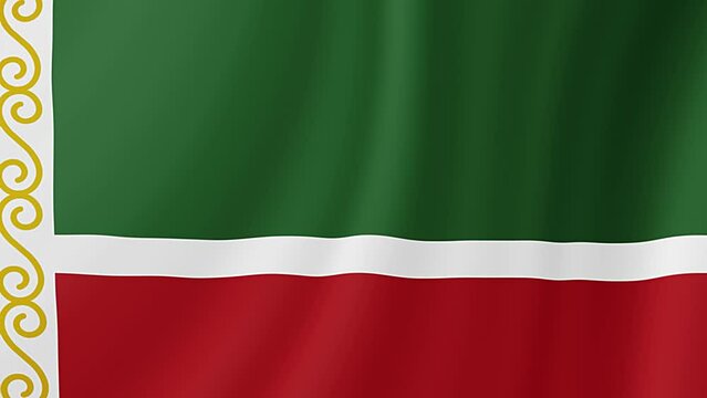 Chechen Republic Waving Flag. Realistic Flag Animation.