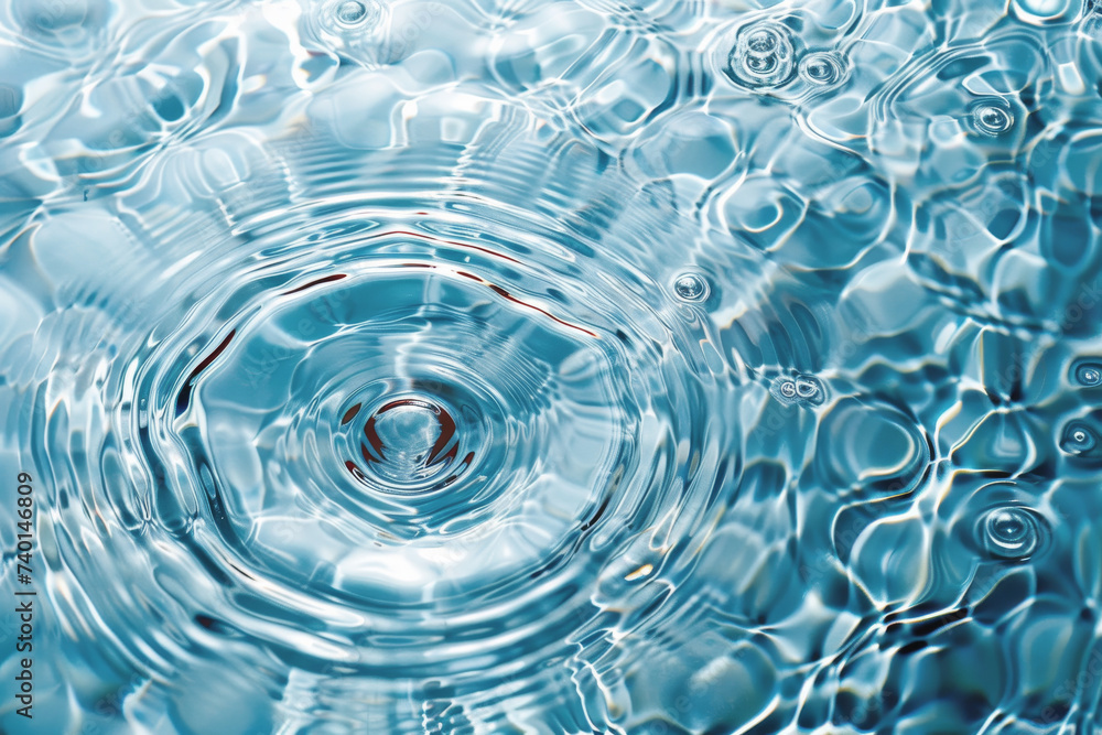 Poster a blue water surface with gentle ripples and bubbles. the ripples create a dynamic texture on the wa