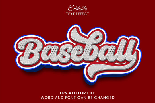 Baseball 3d editable vector text effect. Sport text style