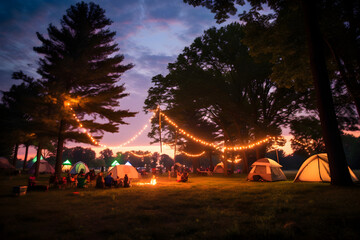 Magical Twilight at the Annual Girl Scout's Camping Trip: A Blend of Communal Bonding and Nature's Tranquility
