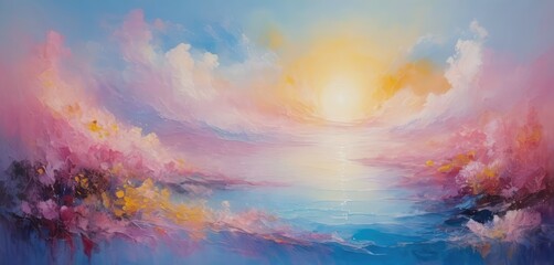 Background art, strokes of bright paint in soft pastel colors