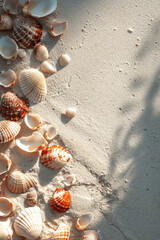 Fototapeta na wymiar background with beach sand scenes and small shells