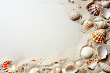 background with beach sand scenes and small shells