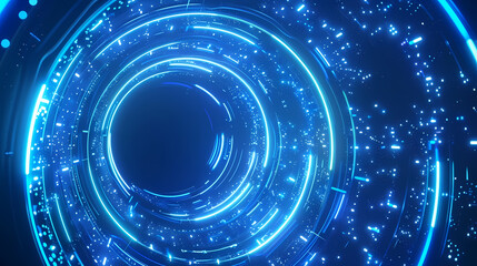 Futuristic Blue Cyber Tunnel Illustration