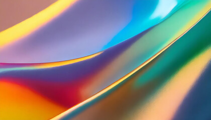 Fototapeta premium Blurred colored abstract background. Smooth transitions of iridescent colors. Colorful gradient; holographic foil metallic texture, wallpaper