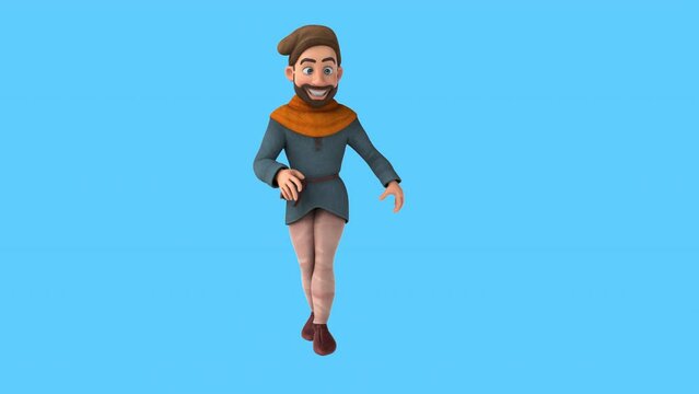 Fun 3D cartoon medieval man dancing (with alpha channel)