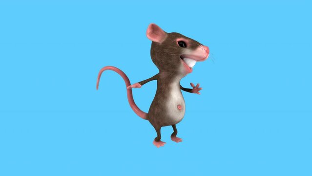 Fun 3D cartoon mouse dancing (with alpha channel)