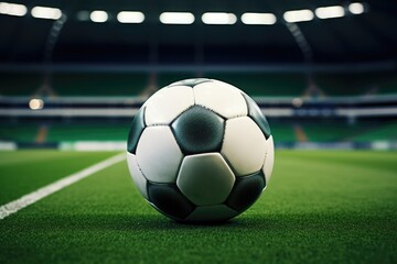 Obraz premium A soccer ball on top of a soccer field. Suitable for sports concepts