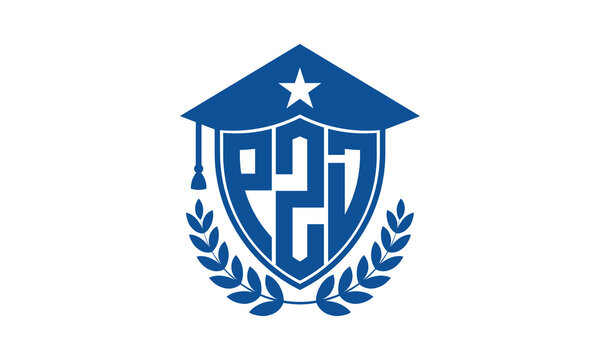 PZD three letter iconic academic logo design vector template. monogram, abstract, school, college, university, graduation cap symbol logo, shield, model, institute, educational, coaching canter, tech