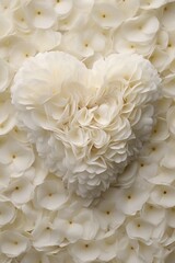 Heart shape made out of white flowers, perfect for wedding or love concepts