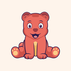 cute happy bear logo, vector logo 