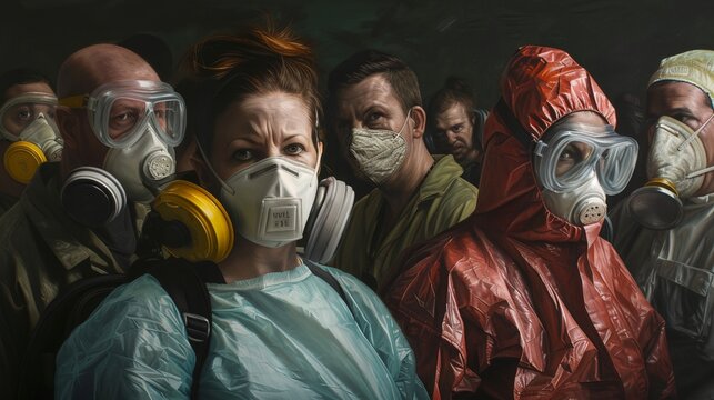 a woman with a face mask
