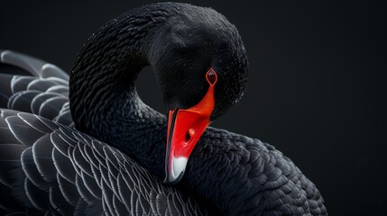 Fototapeta premium a black swan with a red beak