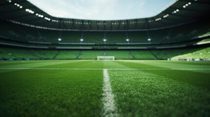 A soccer field with a goal in the middle. Suitable for sports and recreation concepts - obrazy, fototapety, plakaty