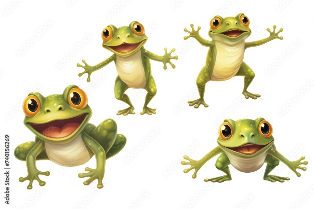 Poster A set of four frogs displaying various emotions. Ideal for educational materials