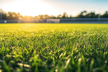 Soccer field at sunset, perfect for sports-related designs