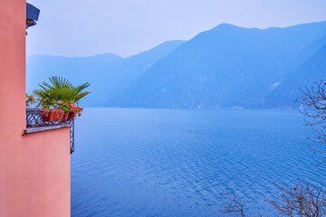 The view on Lugano Lake from Olive Road, Lugano, Switzerland