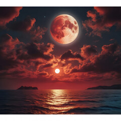 Red Sky Dramaticn Atural Skyround Moon 