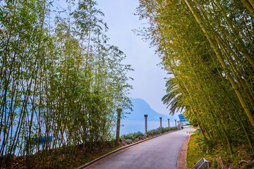 The promenade along Lugano Lake, Park Villa Heleneum, Lugano, Switzerland